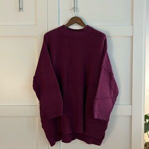 Free People Oversized Dolman Sleeves Sweater Tunic - Purple Sz S